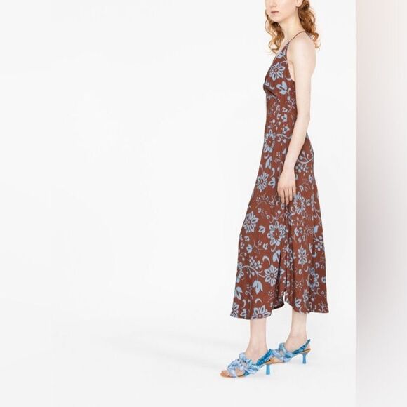 Faithfull the Brand Artemisia Halterneck Midi Dress Oceania Floral Print Size 2 - Picture 8 of 8